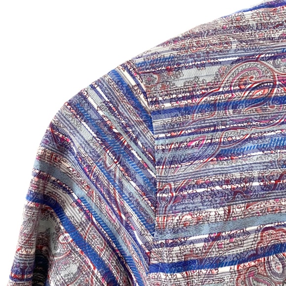 Cotton Floral Blue Paisley Button Front Tailored Blouse Envelōp Jim Smith - Picture 4 of 9